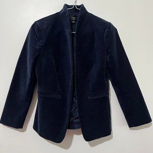 J. Crew Slim Fit Collarless Navy Velvet Blazer Jacket-Women 00P